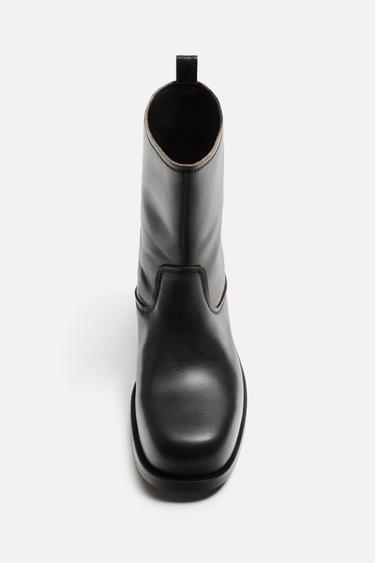 LEATHER BOOTS - Black by Zara - Image 2