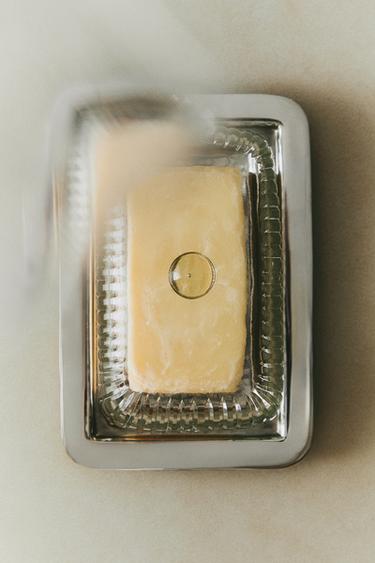 GLASS AND STAINLESS STEEL BUTTER DISH - Silver by Zara