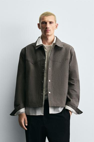 SOBRECAMISA ESTRUCTURA TWILL - Marrón de Zara