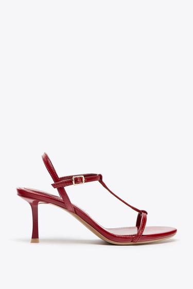 STRAPPY HEELED SANDALS - Red by Zara - Image 0