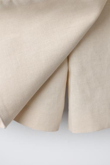 JUPE-SHORT EN LIN ET COTON AVEC DÉTAIL BIJOU - Sable de Zara - Image 3