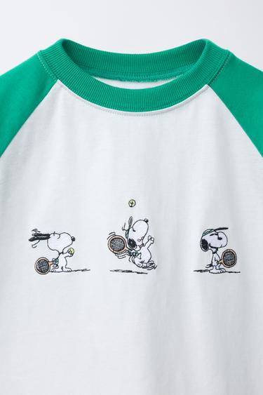 T-SHIRT MANCHES RAGLAN BRODÉ SNOOPY PEANUTS™ - Blanc de Zara - Image 2