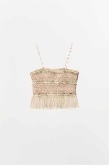 CONTRAST TEXTURED TOP - Pink by Zara - Image 6