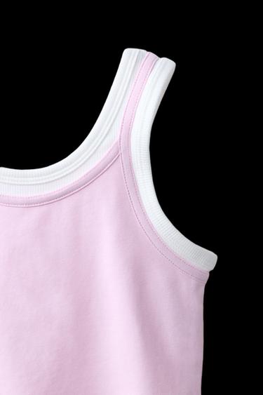 CONTRAST DOUBLE-LAYER TOP - Pink by Zara