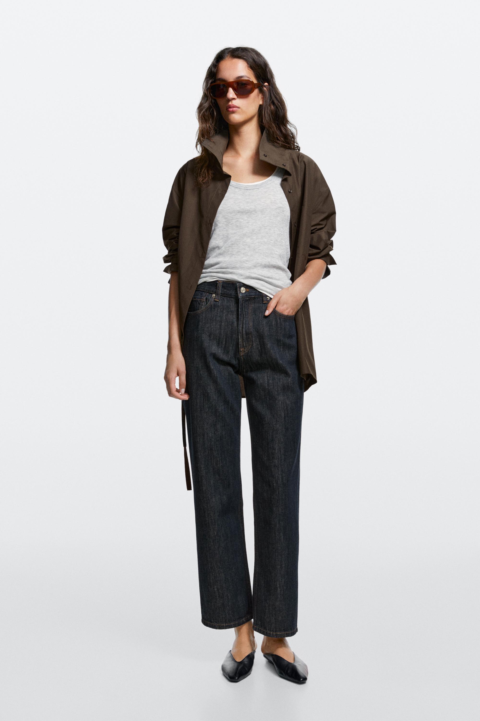 High-waist straight-leg jeans — Blue