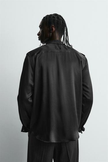 CHEMISE SATINÉE COUPE DÉCONTRACTÉE - Noir de Zara - Image 2