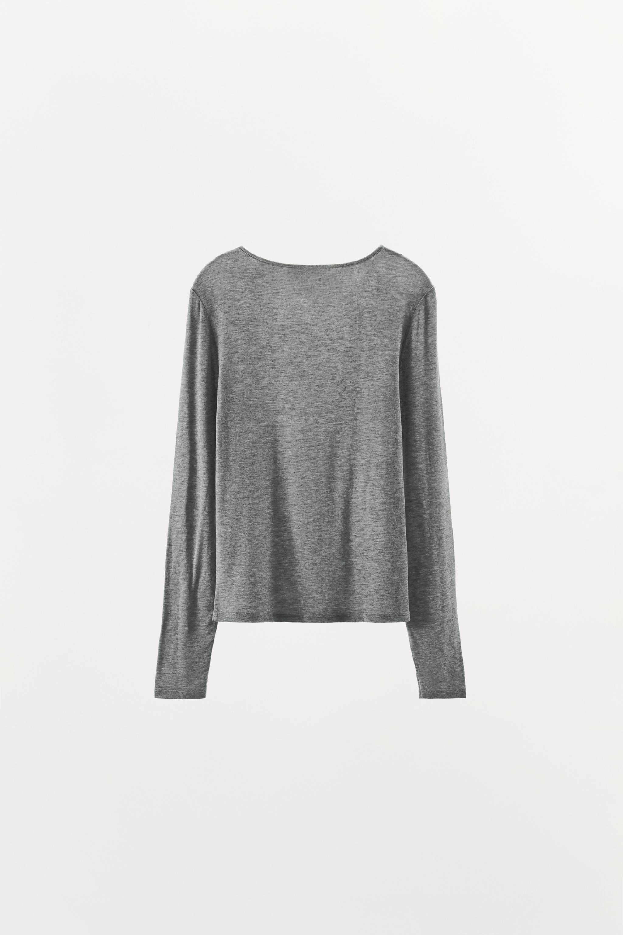 Zara YÜNLÜ ÖRME DÜZ T-SHIRT görsel 8