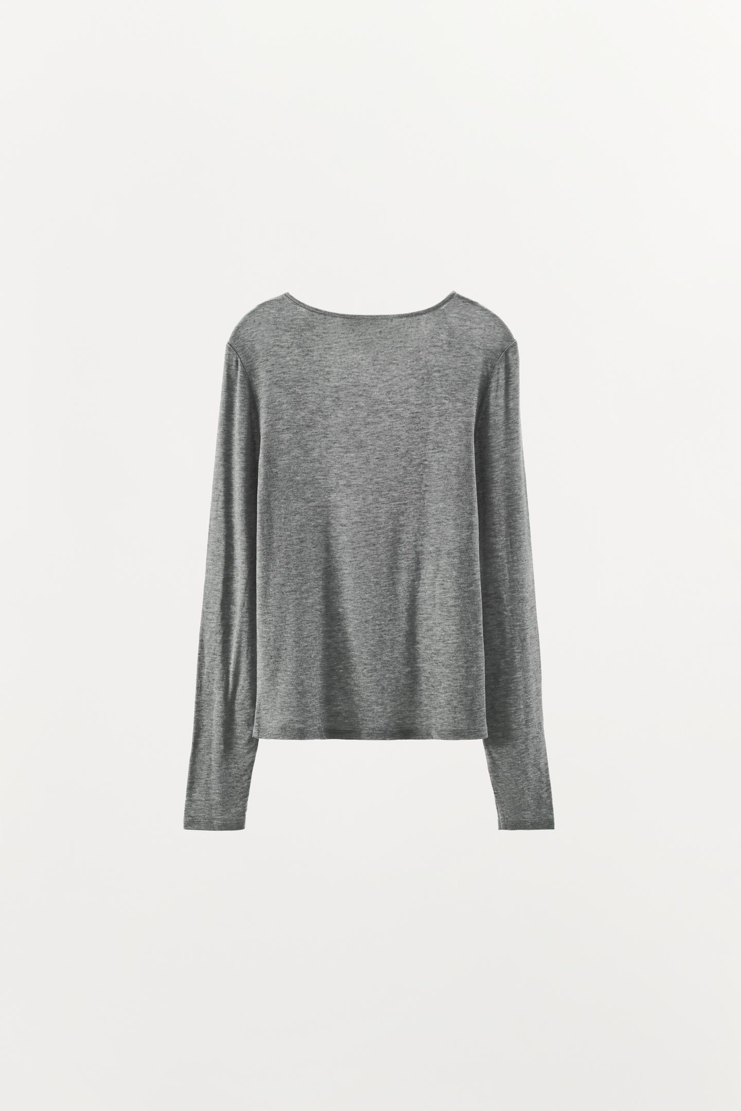 Женская футболка Zara Plain Wool-Blend Knit, цвет: Серый — фото 8
