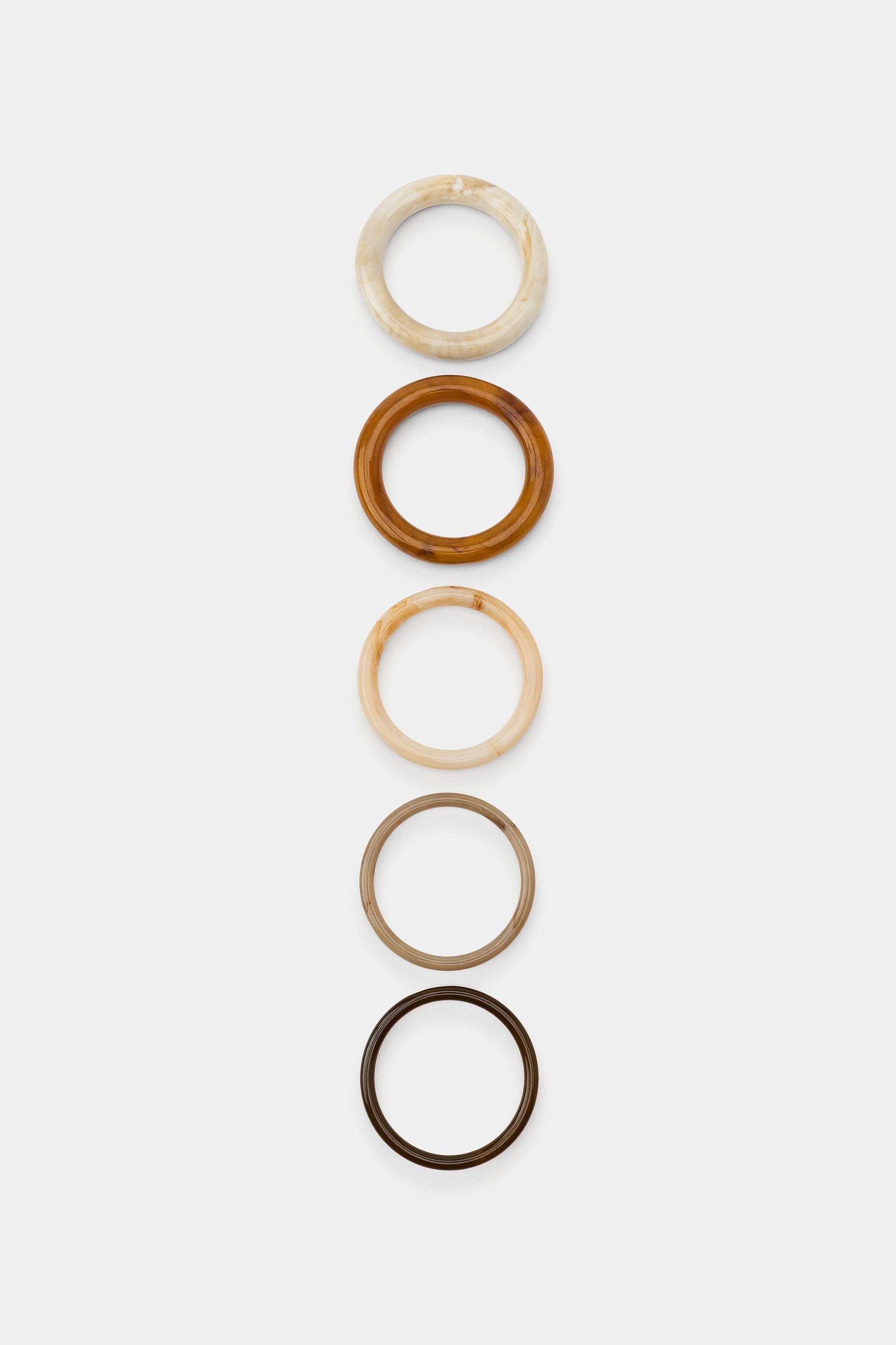 5-PACK RESIN RIGID BRACELETS — Brown