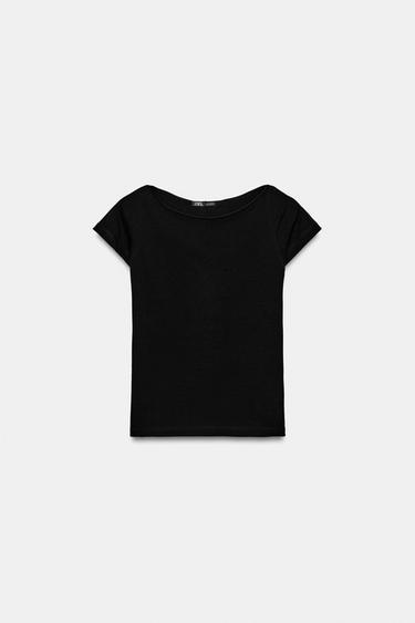 Zara SHORT SLEEVE T-SHIRT - Black