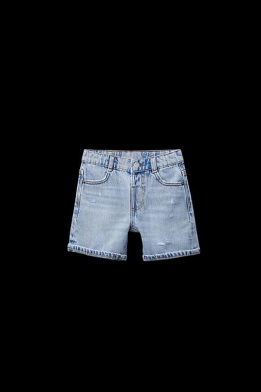 RIPPED DENIM BERMUDA SHORTS - Light blue by Zara - Image 0