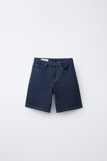 BERMUDA PESPUNTES CONTRASTE - Azul de Zara