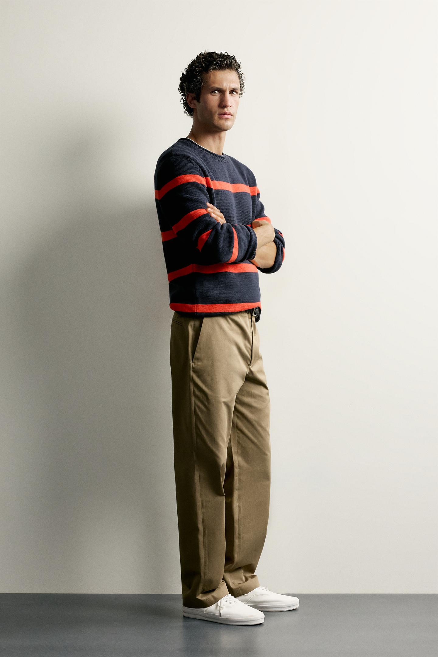 Мужские брюки Zara Straight-Fit, цвет: Хаки — фото 4