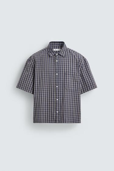 RELAXED FIT CHECK SHIRT - Blue by Zara