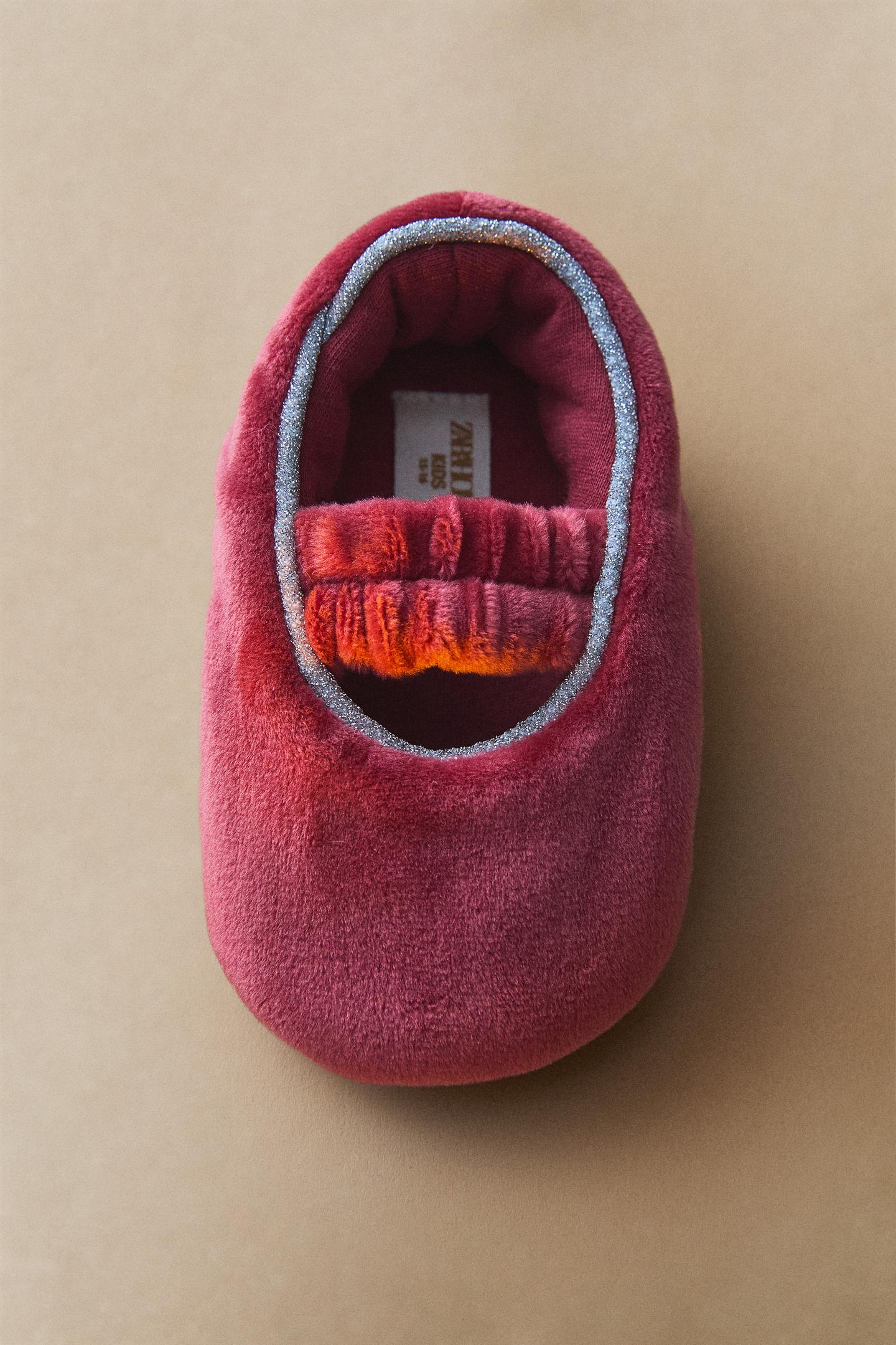 Детские ботинки Zara Velvet Ballet Flats Booties, цвет: Красный — фото 6