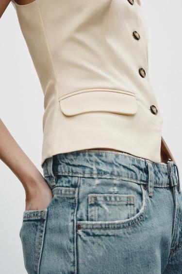 BUTTON-UP TOP - Beige by Zara - Image 2