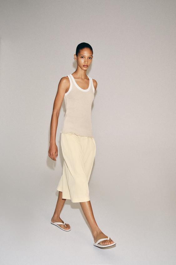 TOP À LISERÉS EN CONTRASTE - Beige de Zara - Image 5