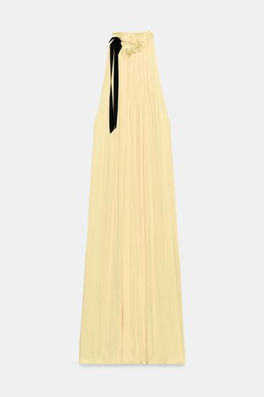 АТЛАСНА СУКНЯ ZW COLLECTION З КОМІРОМ ХАЛЬТЕР - Жовтий Zara - Зображення 0