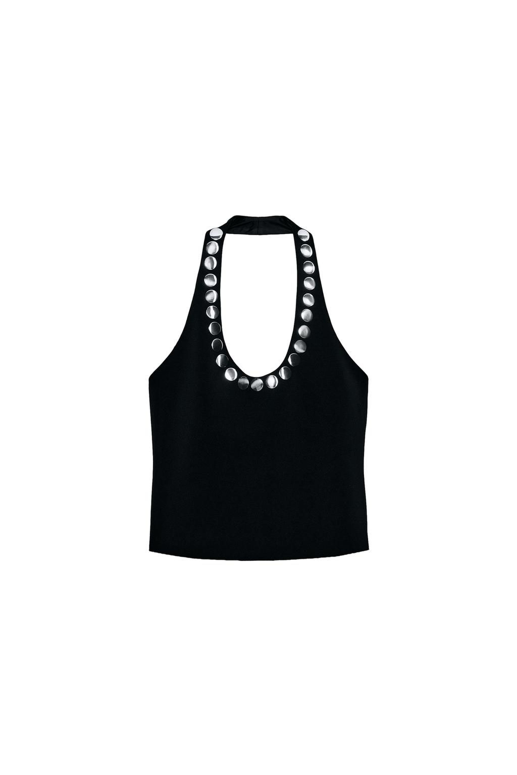 STUDDED HALTER TOP - image 3