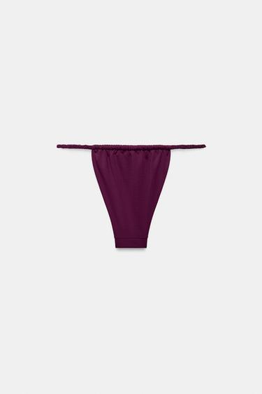 BRAIDED CURTAIN BIKINI BOTTOMS - Aubergine by Zara - Image 2