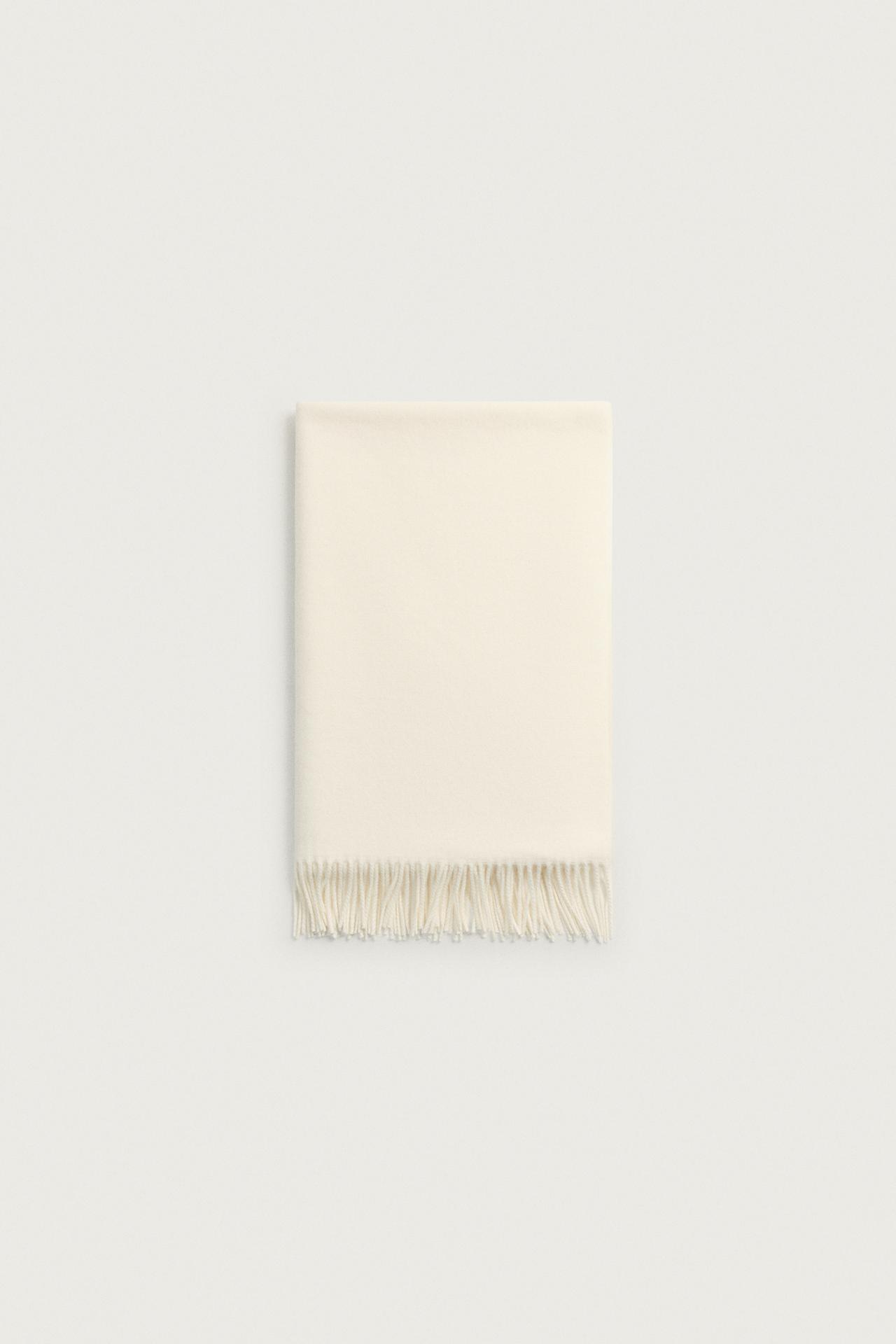 FRINGED SCARF — Ecru