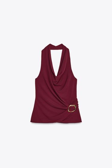 TOP DRAPÉ BOUCLE - Bordeaux de Zara - Image 4