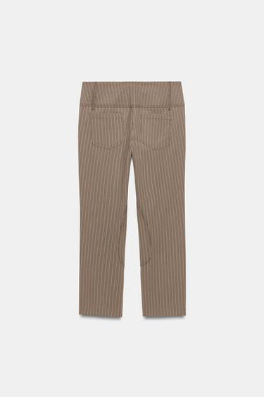 PANTALON CAPRI À RAYURES - Marron clair de Zara - Image 8