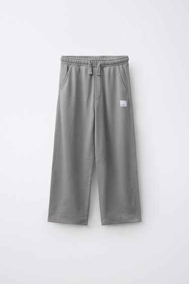 Zara WIDE-LEG LABEL PANTS - Gray
