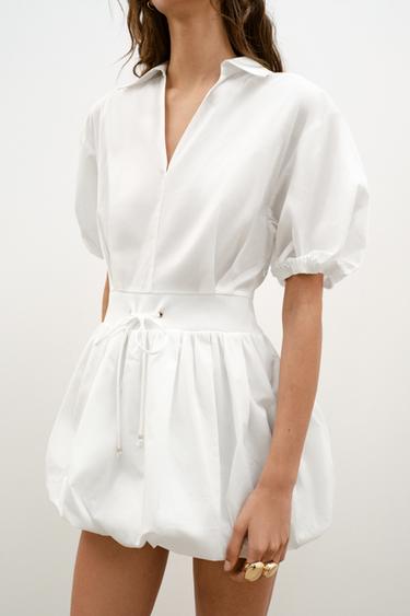 ROBE MINI EN POPELINE - Blanc de Zara - Image 1