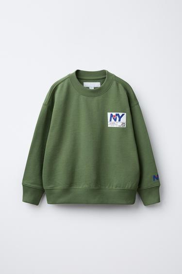 SUDADERA ESTAMPADA - Verde medio de Zara