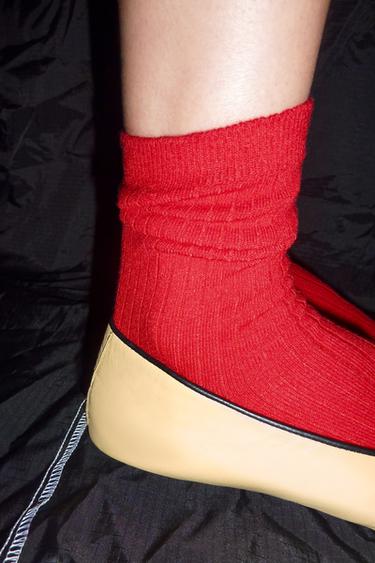 BASIC RIBBED SOCKS — Red 2