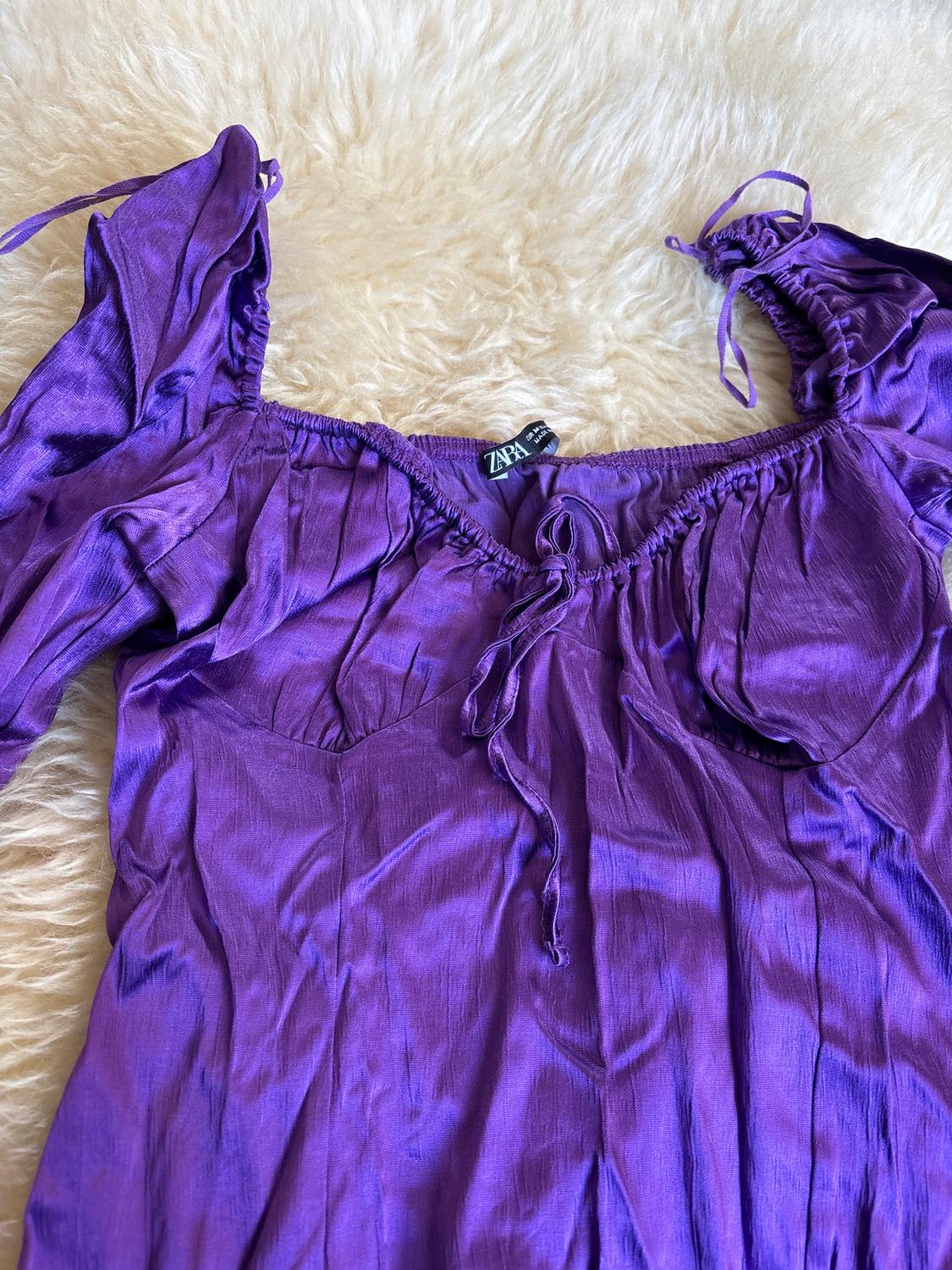 GATHERED SATIN DRESS - Image 3