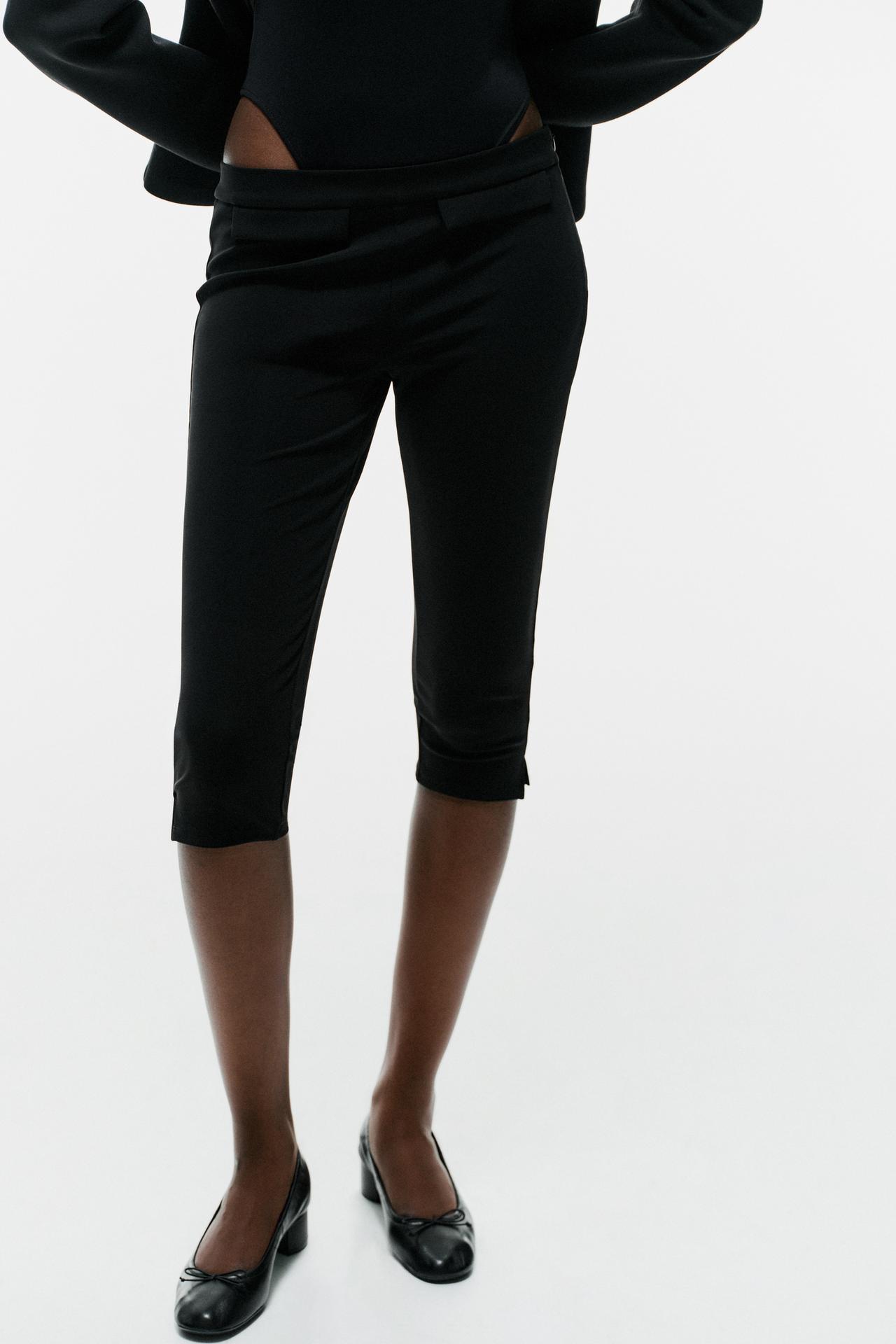 CAPRI PANTS WITH FLAP DETAILS — Black