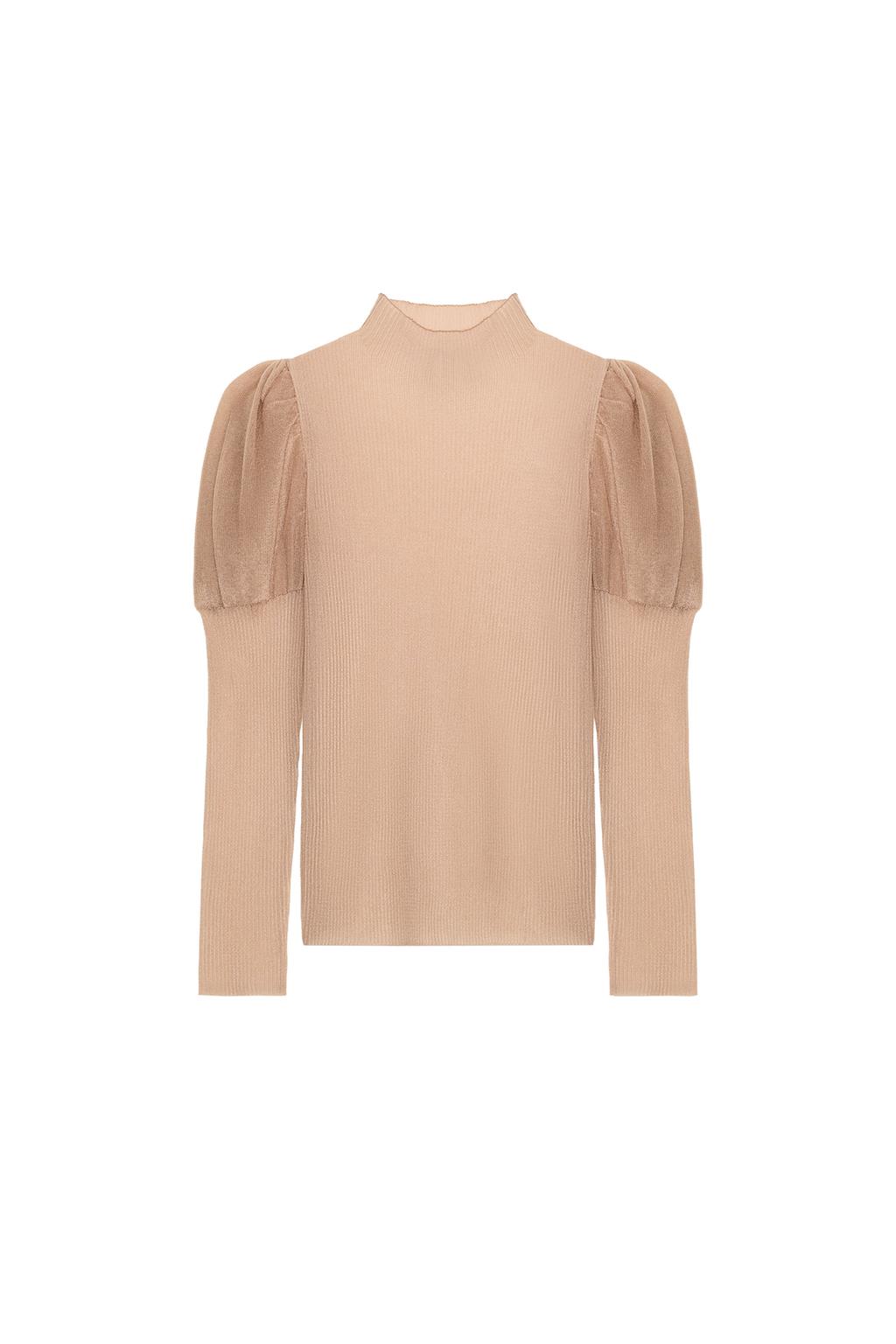 SHEER PUFF SLEEVE KNIT TOP - image 3