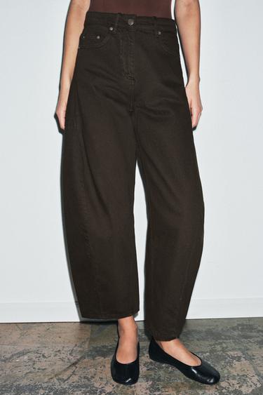 JEANS ZW COLLECTION BALLOON TIRO MEDIO - Chocolate de Zara