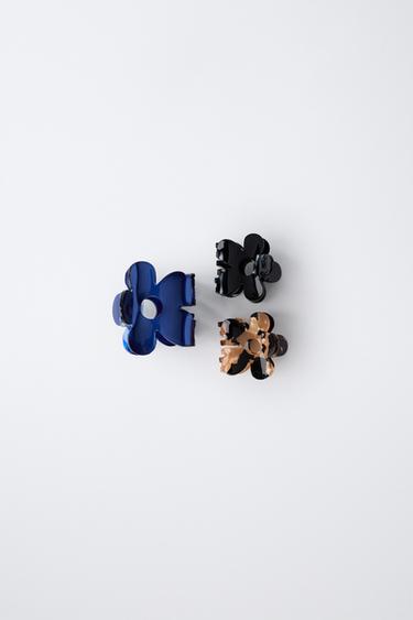 3-PACK OF FLOWER HAIR CLIPS - Blue by Zara