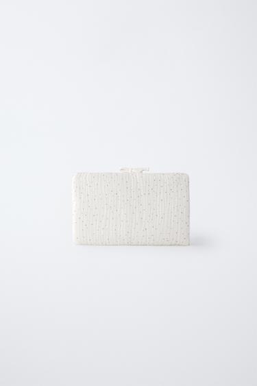 Zara STAR PRINT TEXTURED WIPES POUCH - Ecru