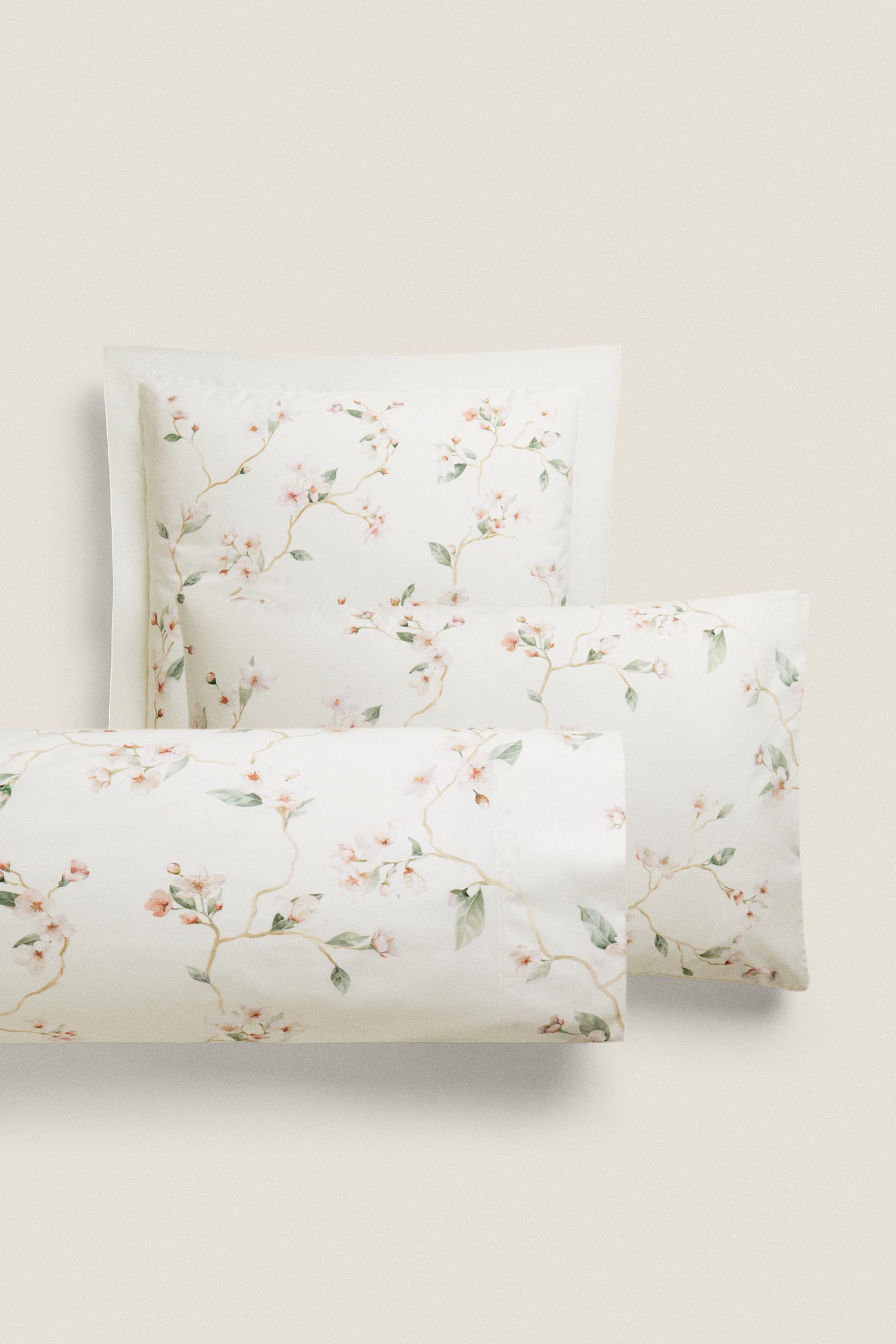CHERRY BLOSSOM COTTON PILLOWCASE Beige ZARA United States