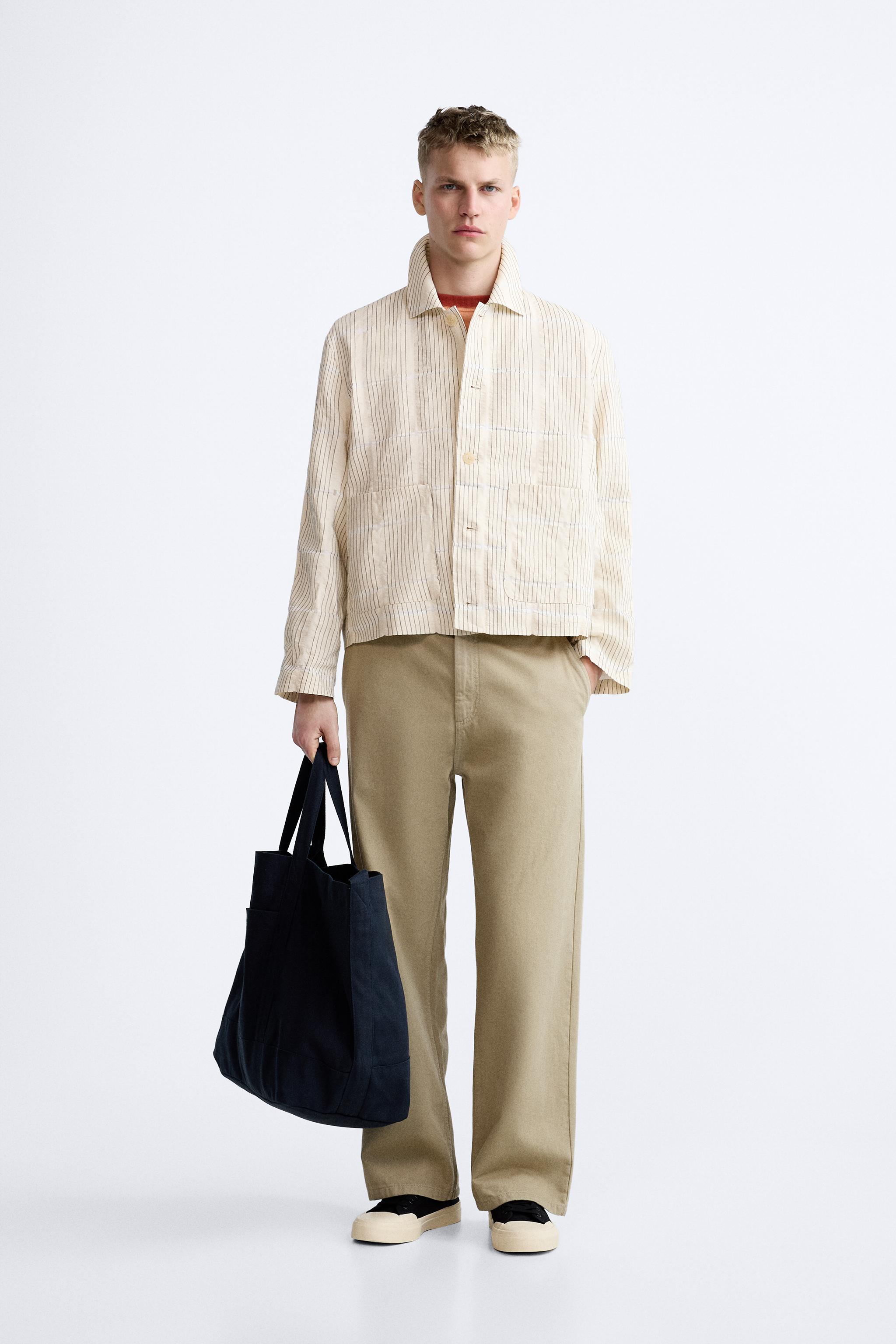 COTTON - LINEN STRIPED JACKET - White | ZARA United States