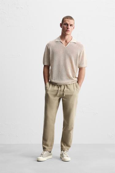 POLO EN MAILLE AJOURÉE - Beige clair de Zara - Image 0