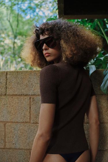 POLO RUSTIQUE MANCHES COURTES - Marron-Bleu de Zara - Image 3