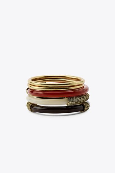 Zara PACK OF 5 COMBINED RIGID BRACELETS - Golden