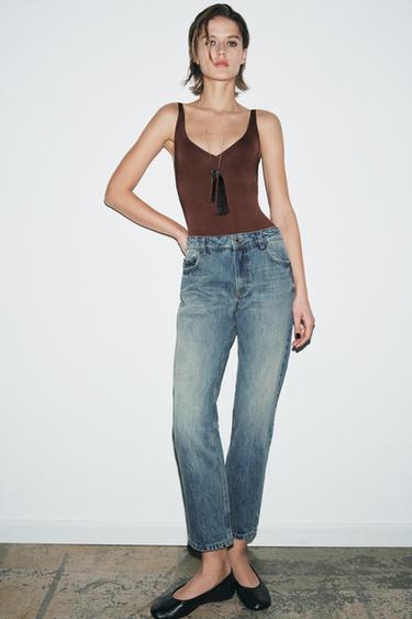 JEANS ZW COLLECTION CIGARRETE TIRO MEDIO - Azul medio de Zara