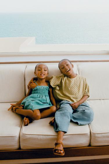 ZARA TIMELESS - PANTALÓN BALLON CORTES 100% LINO - Azul medio de Zara