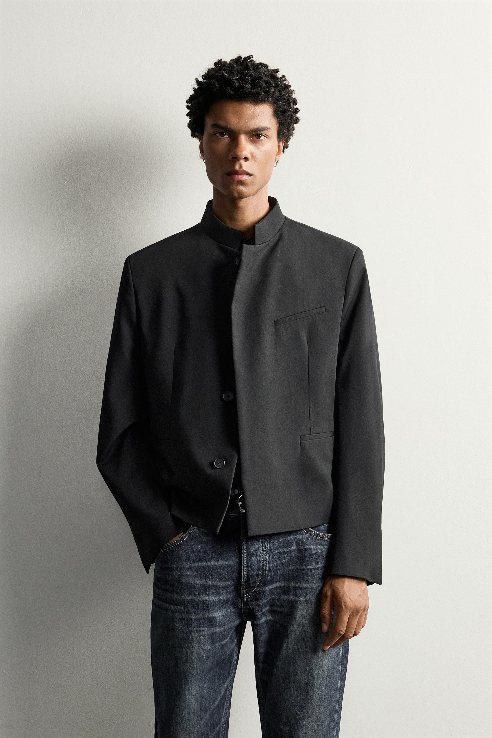 美品★ZARA【ザラ】クロップドブレザーフラップ　ノーカラージャケットMブラック クロップドフィット ポケット ブレザー - ブラック | ZARA Japan / 日本