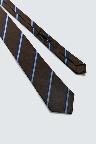 100% SILK STRIPED TIE - Navy blue de Zara - Image 6