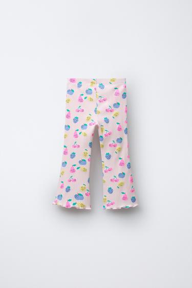 PRINTED RIBBED FLARE LEGGINGS - Light pink by Zara - Image 1