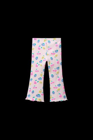 LEGGINGS FLARE RIPPENMUSTER MIT PRINT - Hellrosa von Zara