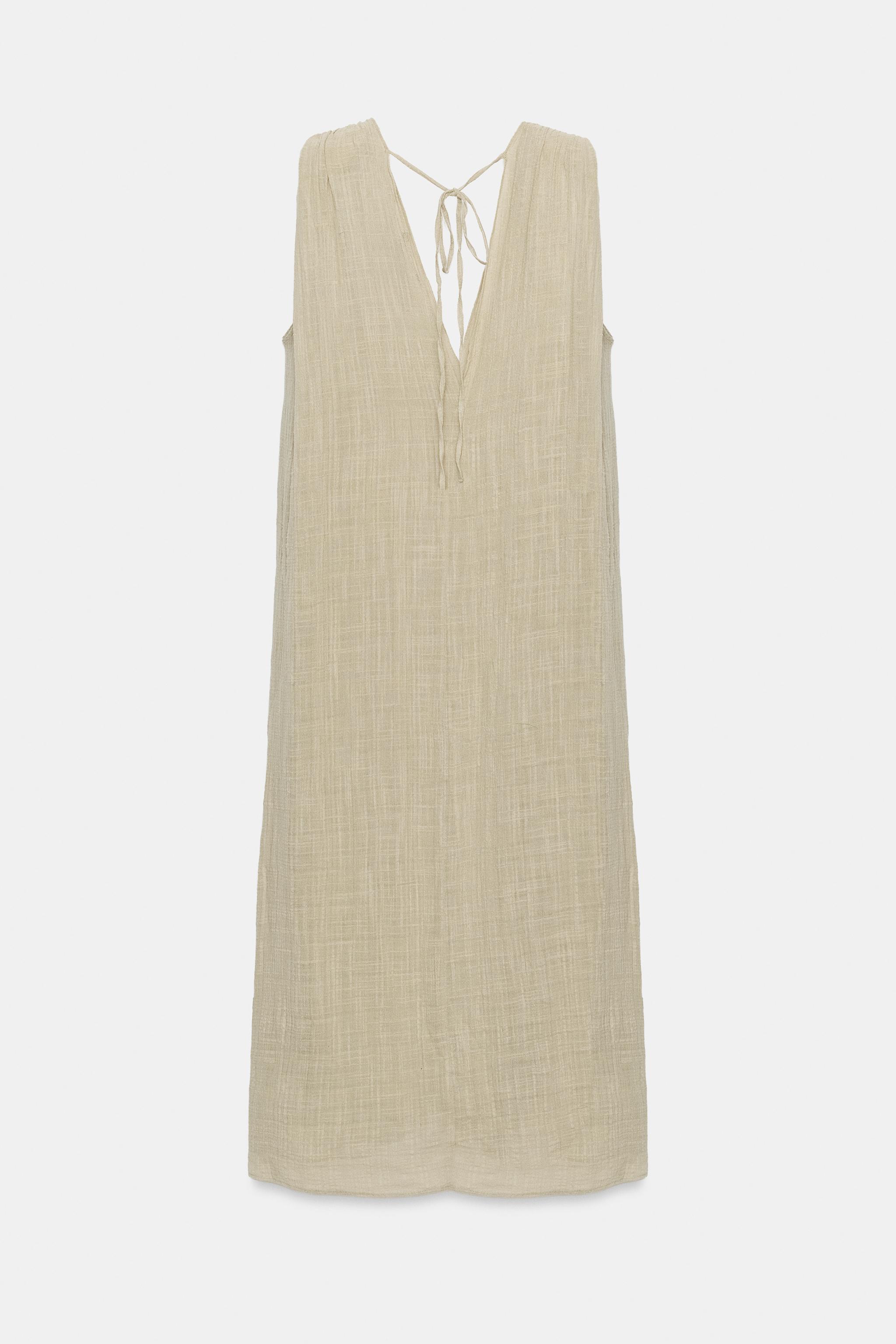 WRINKLED EFFECT GAUZE MIDI DRESS
