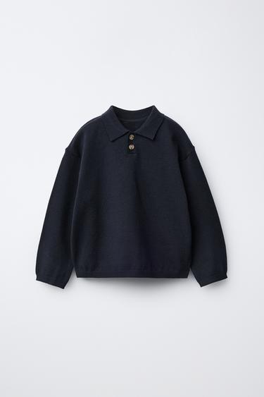 POLO BÁSICO DE TRICÔ - azul-marinho da Zara